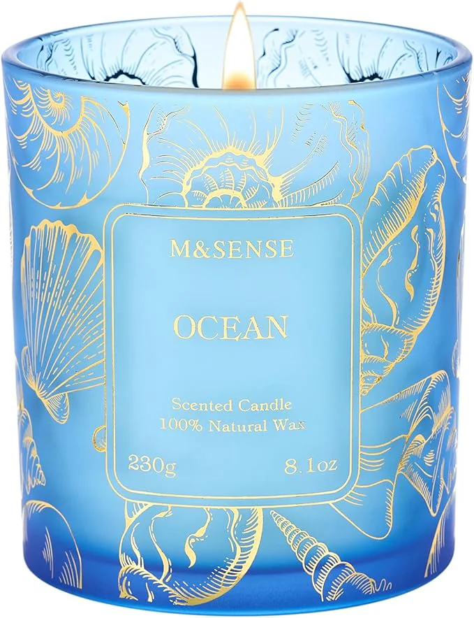 Selected M SENSE Ocean Scented Candles Vegan Soy Candles 8.1oz 42-Hour Slow Burning Elite
