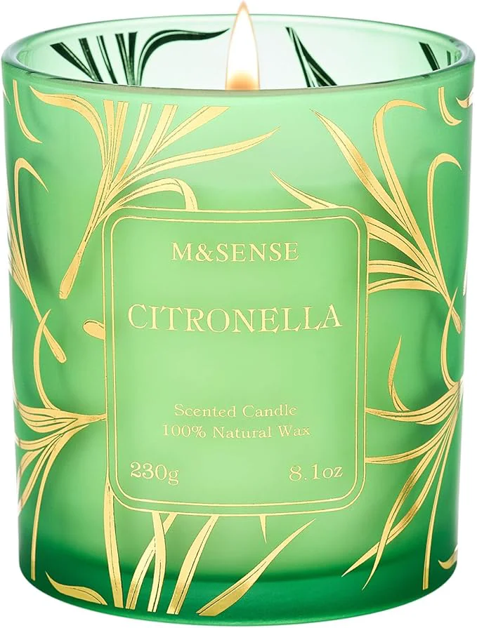 Solid M SENSE Citronella Candles Outdoor 42 Hours Burn Natural Citronella Oil Soy Clean