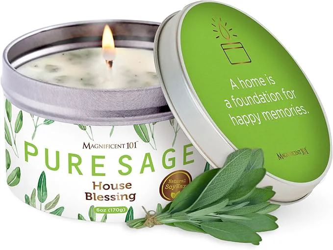 Verified Magnificent 101 Long-Lasting Pure Sage Smudge Candle 6 Oz Comfortable
