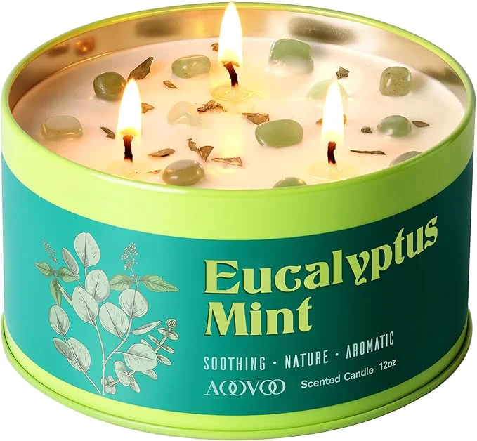 Unique AOOVOO Eucalyptus Mint Candle for Relaxation Sustainable