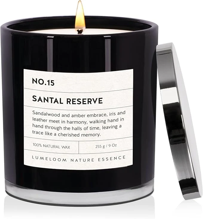 Elegant LUMELOOM Santal Reserve Luxury Scented Candles 9oz Soy Wax Candles Comfortable