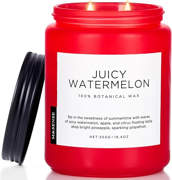 Quality M SENSE Juicy Watermelon Scented Candle 19.4oz 110 Hours Clean Non Toxic Green