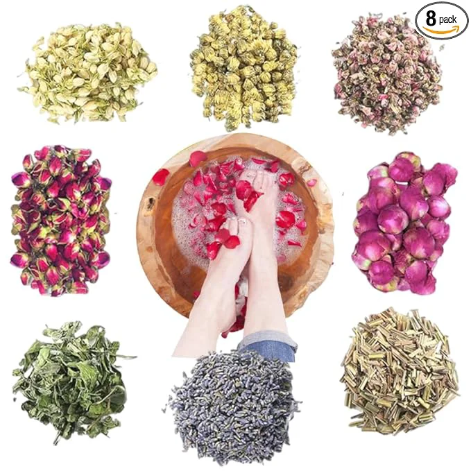 Specialty Ouliget Dried Flowers Pedicure Foot Soak Kit 8 Bags Set Elite
