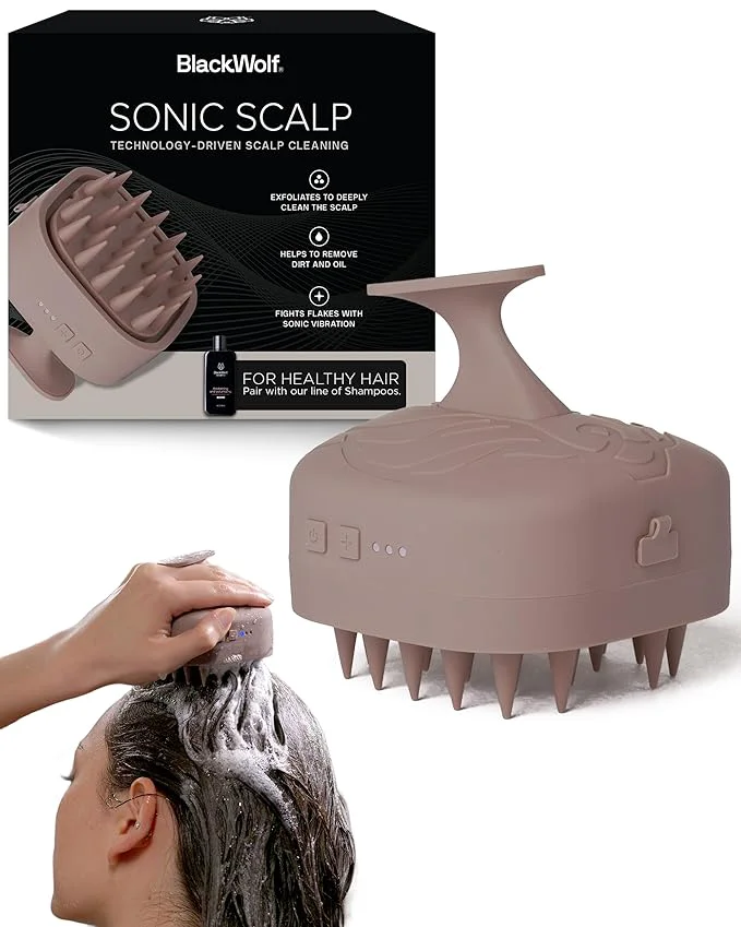 Secure Black Wolf Sonic Scalp Scrubber Recyclable