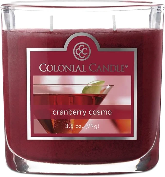 Secure Colonial Candle Cranberry Cosmo Scented Jar Candle 2 Wick 3.5 oz Mottled Wax Trendy