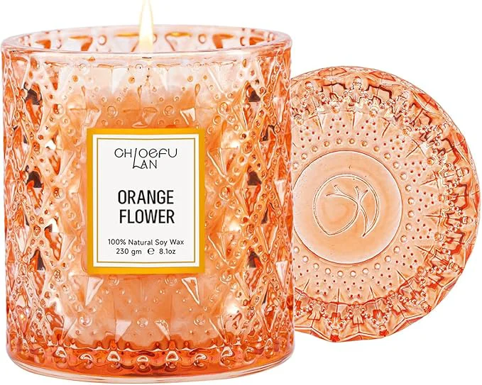 Crafted Chloefu LAN Orange Blossom Candle Natural Soy Scented Candles Detailed