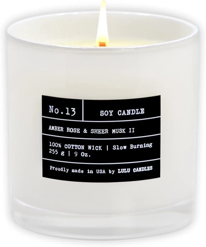 Certified Lulu Candles Amber Rose Sheer Musk II Luxury Scented Soy Jar Candle Refined