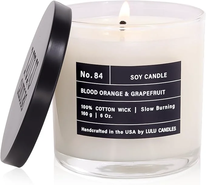 Fast Lulu Candles Blood Orange Grapefruit Luxury Scented Soy Jar Candle Hand Prestigious
