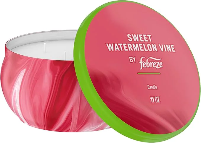 Fashionable Febreze Scented Candle Sweet Watermelon Vine Scent 11 oz 4 Wick Candle Functional