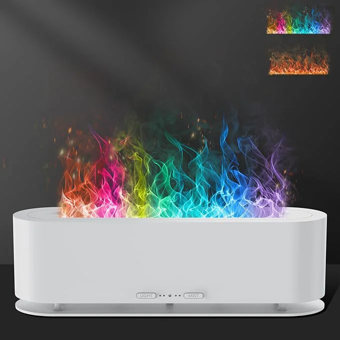 Stylish 2025 Upgraded Flame Fire Diffuser Humidifier 7 Colors Changing Oil Diffuser Long-Lasting