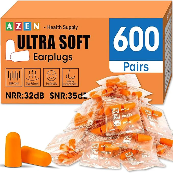 Traditional AZEN 600 Pairs Ear Plugs NRR 32dB Soft Foam Ear Plugs Outstanding