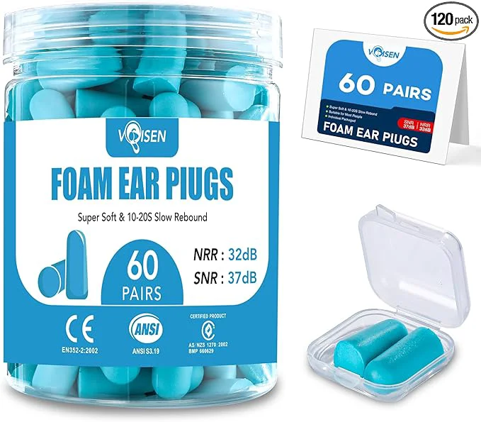 Clean VOISEN 60 Pairs Foam Ear Plugs Ear Plugs Premium