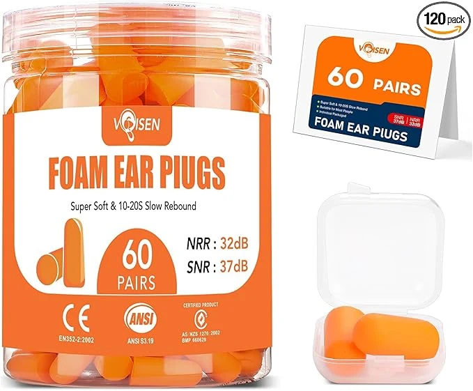 Refined VOISEN 60 Pairs Foam Ear Plugs Ear Plugs Minimalist