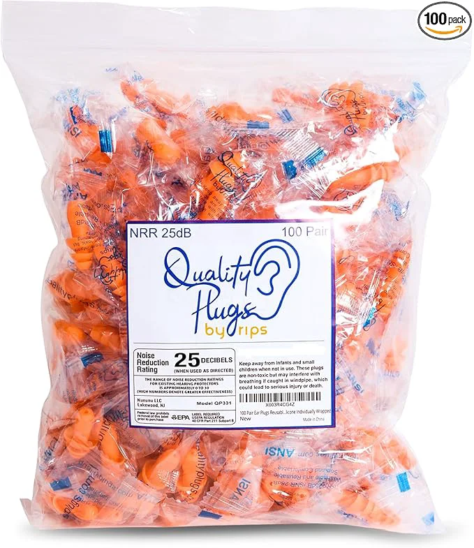 Versatile 100 Pairs of Orange Reusable Ear Plugs Original
