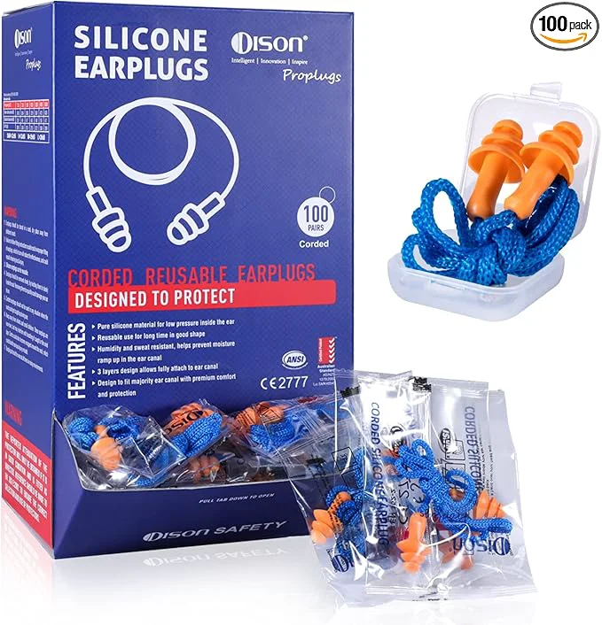 User-Friendly Dison 100Pairs Silicone Ear Plugs 32dB Corded Reusable Earplugs Carefully Designed