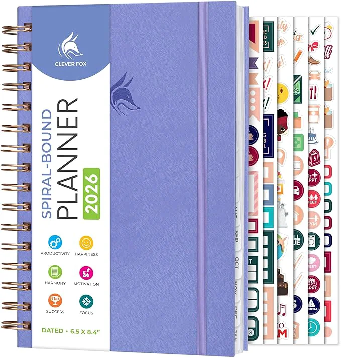 Consistent Clever Fox Dated Planner with Tabs 2026 – Weekly Monthly Spiral Planner with Smart