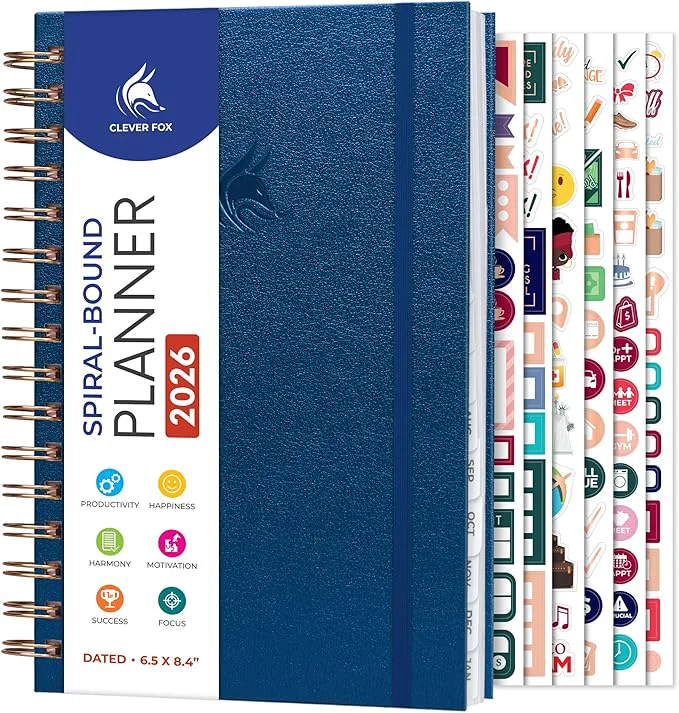 Convenient Clever Fox Dated Planner with Tabs 2026 – Weekly Monthly Spiral Planner with Excellent