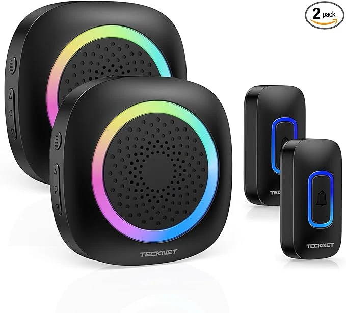 Versatile TECKNET Wireless Doorbell 2 Transmitters 2 Receivers Door Bell Battery Operated High-Grade