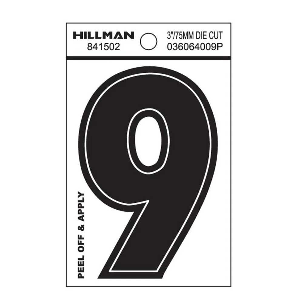 Versatile Hillman 3-In. Adhesive Black House Number 9 Fashionable