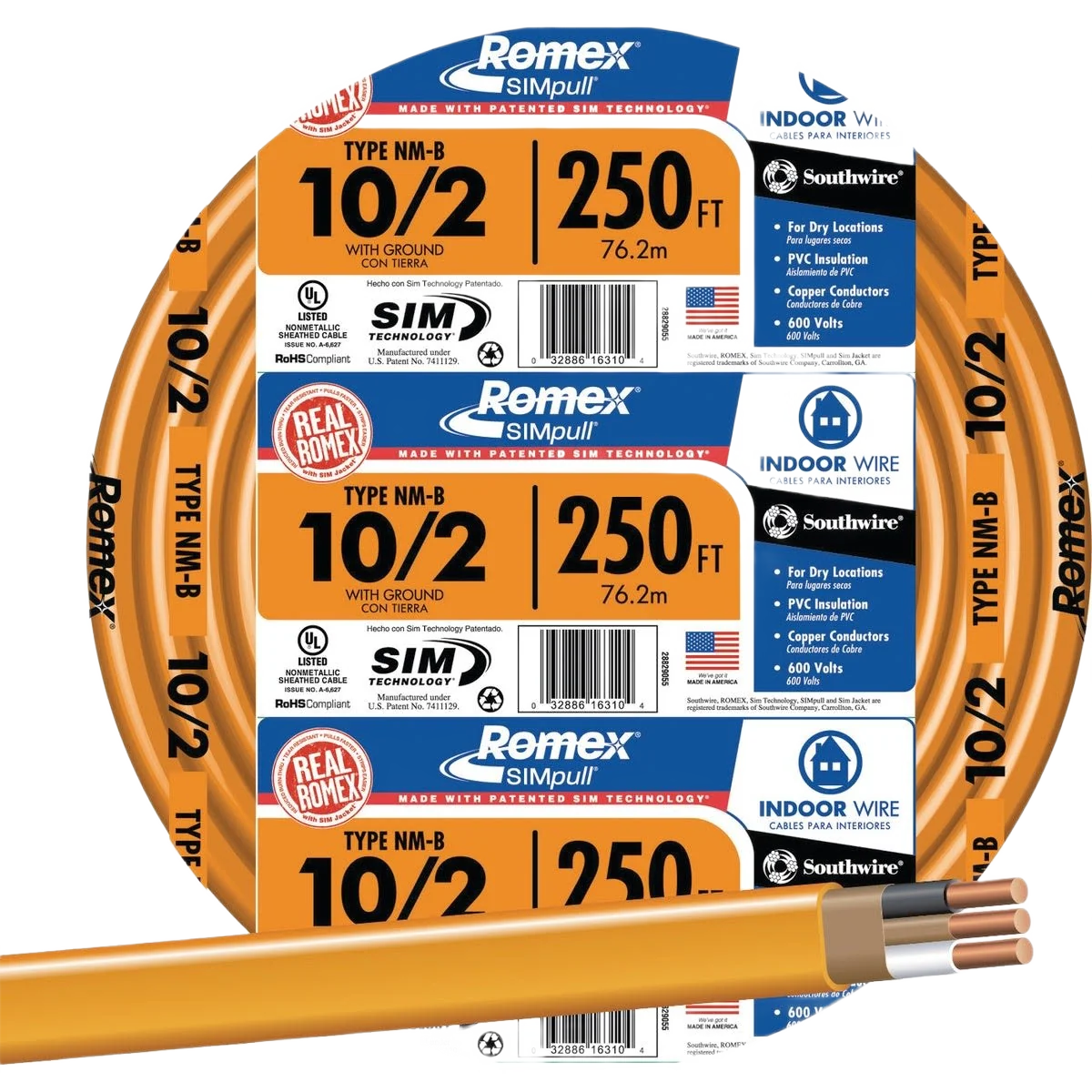 Trendy Romex 250 ft. 10-2 Orange Solid NMW G Wire Responsible