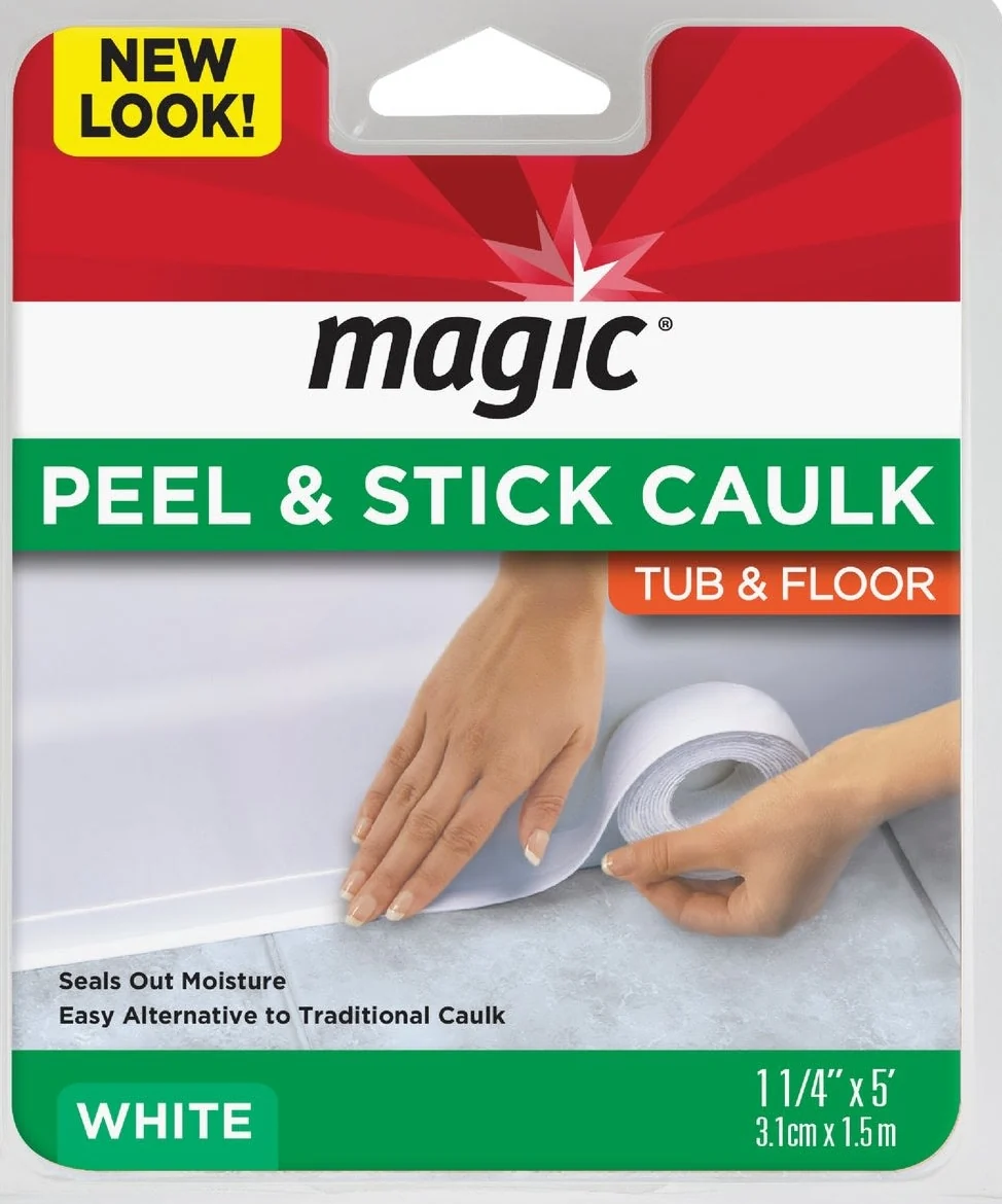 Solid White Tub Floor Caulk Strip 1-1 4 x 5 ft. Eco-Friendly