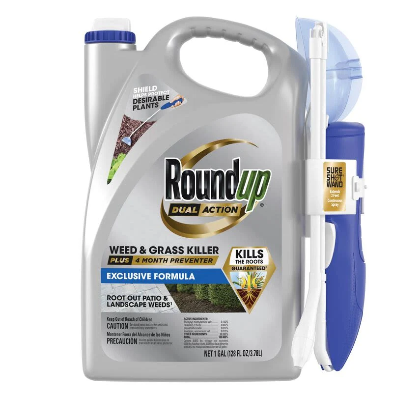 Excellent Roundup Dual Action Weed Grass Killer with Sure Shot Wand 1 gal. Recyclable