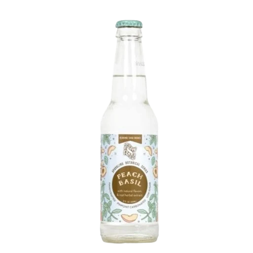 Breathable Reading Soda Works Peach Basil Sparkling Botanical Water – 12 oz. Sophisticated