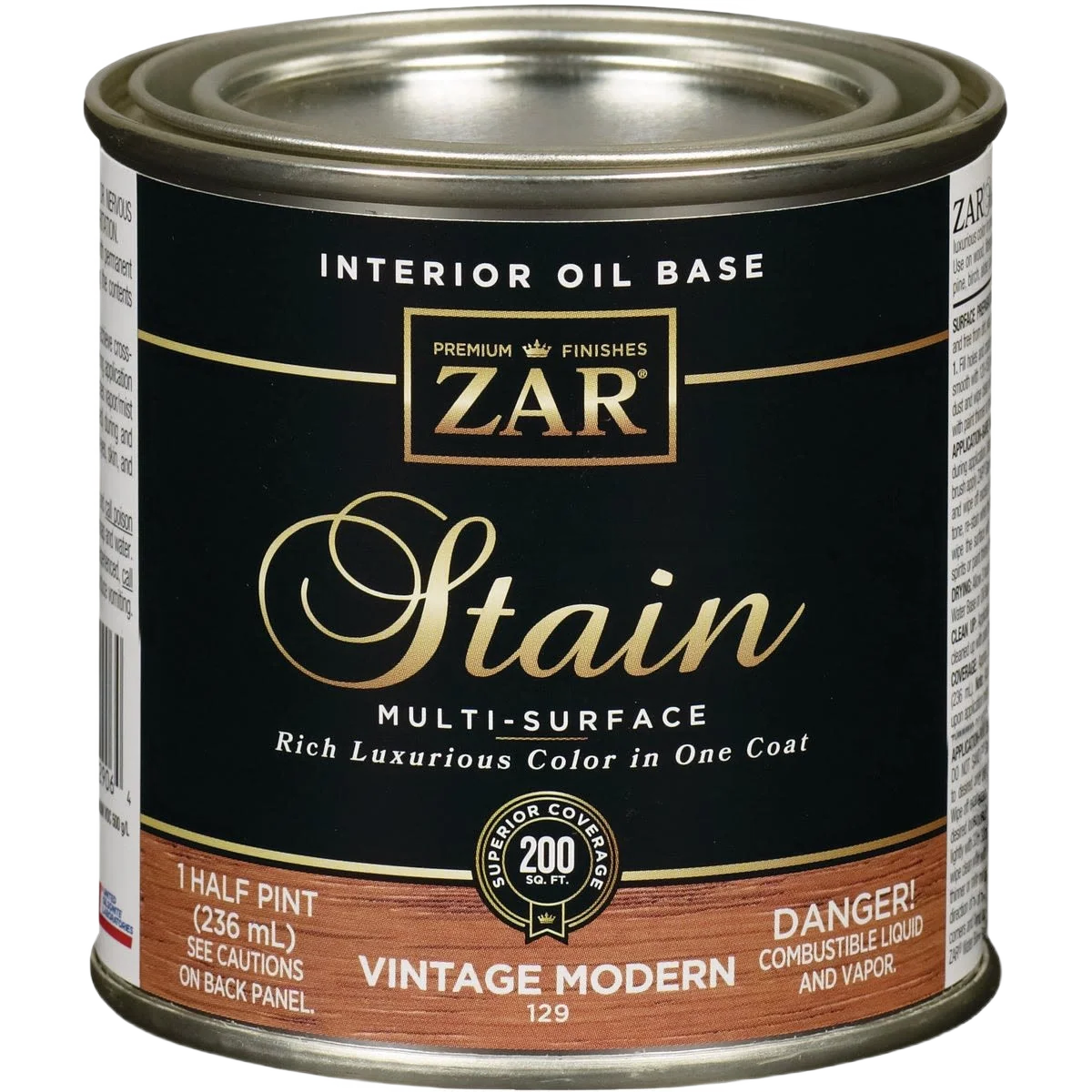 Breathable ZAR® Interior Oil Base Vintage Modern Wood Stain 1 2 Pint Recyclable