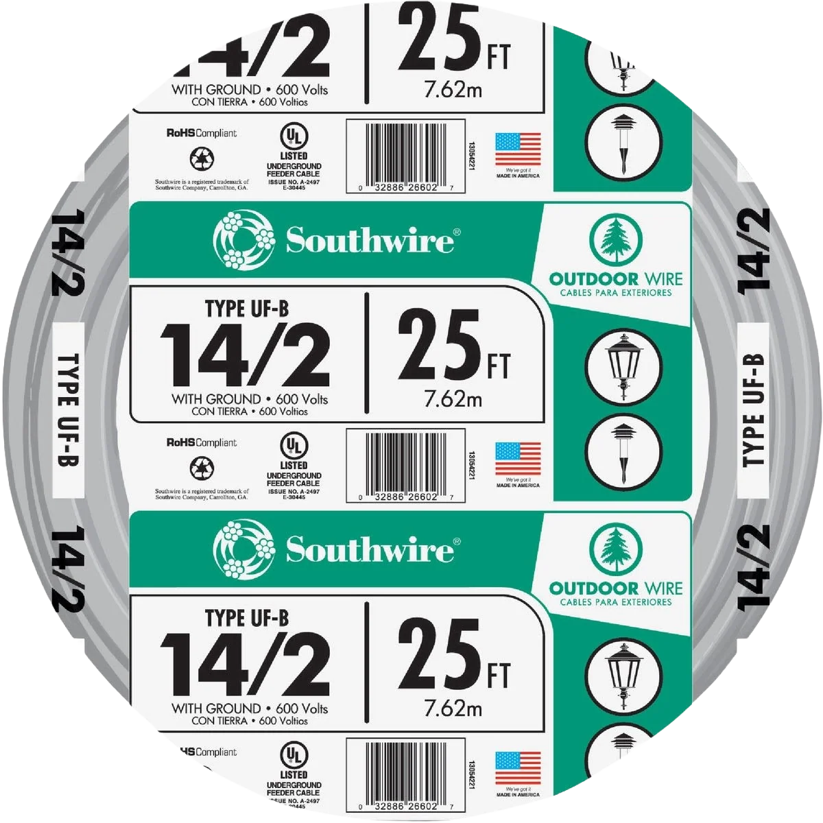 Fashionable Southwire 25′ 14 AWG 2-Conductor UFW G Wire Relaxed