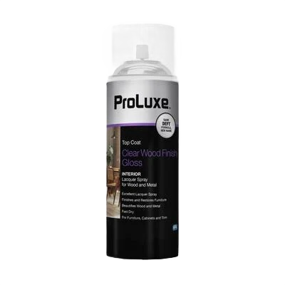 Stylish ProLuxe Clear Wood Finish Interior Gloss Spray Lacquer 10 oz. Proven