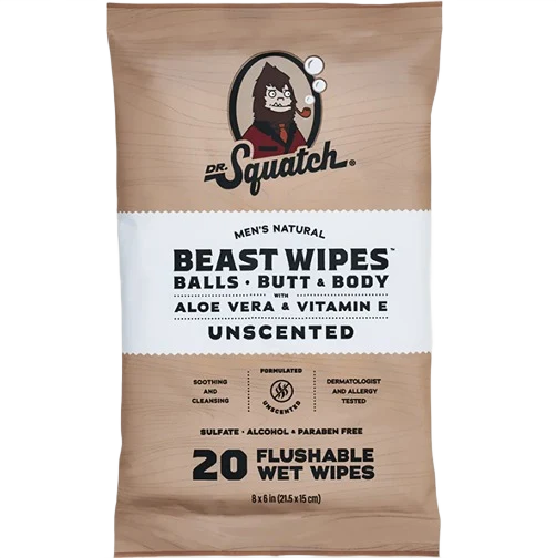 Certified Dr. Squatch Unscented Body Wipes Secure