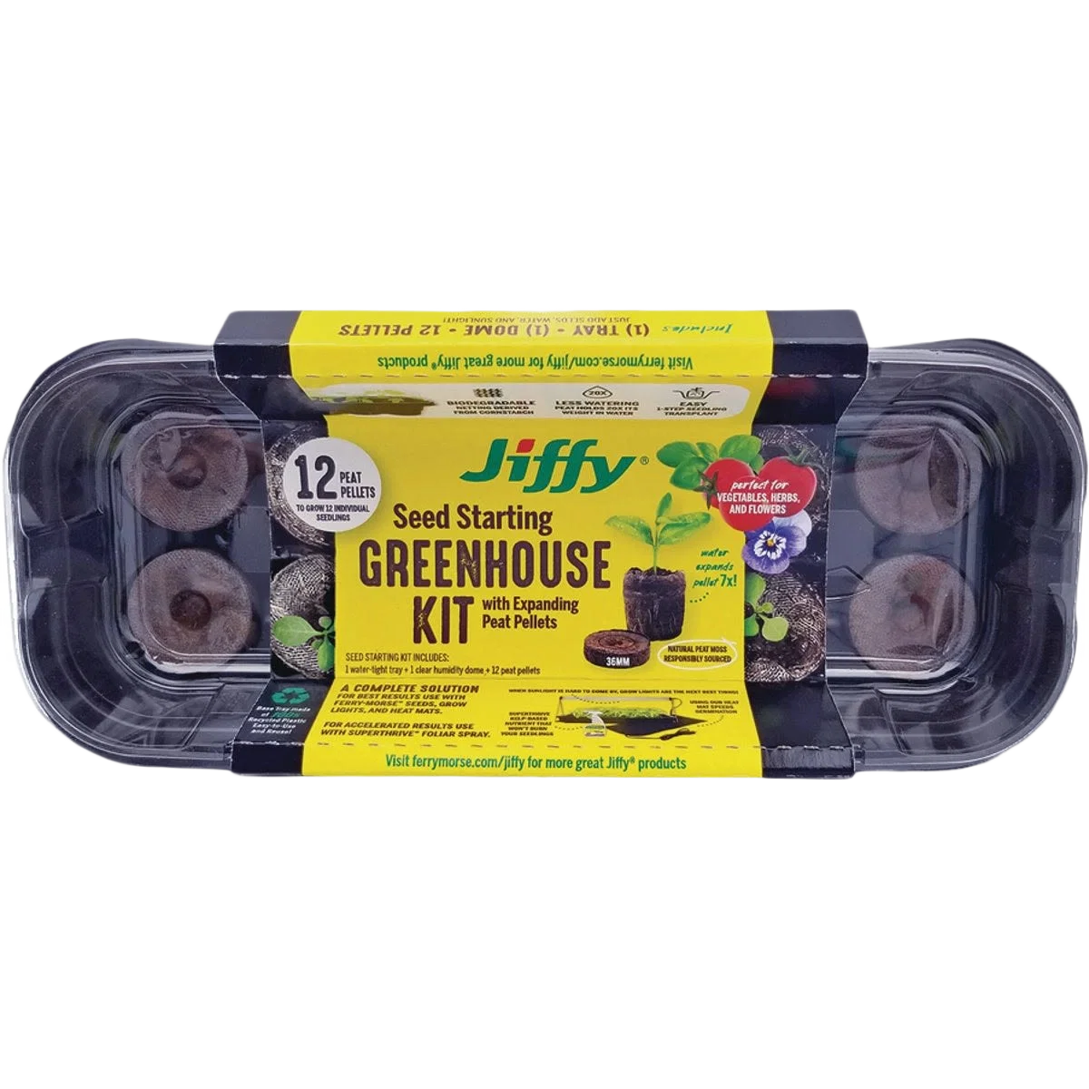 World-Class Jiffy 12 Pellet Windowsill Greenhouse Seed Starter Kit Traditional