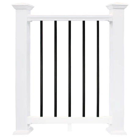 World-Class Fairway V110 8′ x 36 Vinyl Stair Rail Round Aluminum Baluster Kit Modern