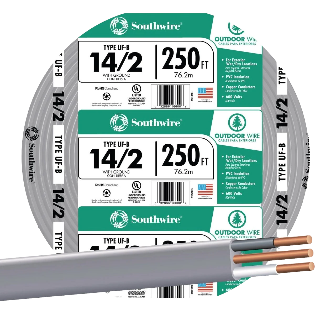 Unique Southwire 250′ 14 AWG 2-Conductor UFW G Wire Luxury