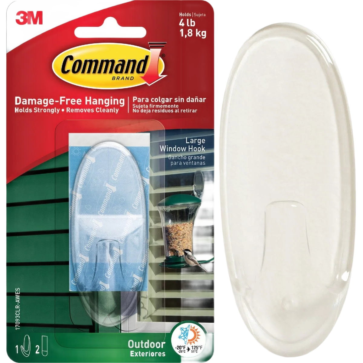 Secure 3M Command Large Adhesive Outdoor Window Hook Convenient