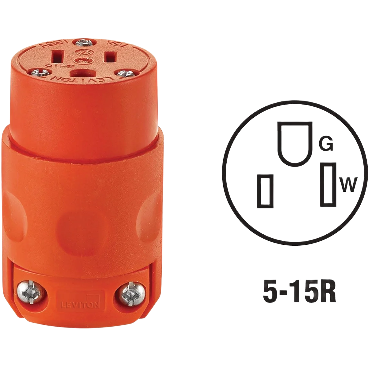 Luxury Leviton 15 Amp 3-Wire 2-Pole Orange Cord Connector Genuine