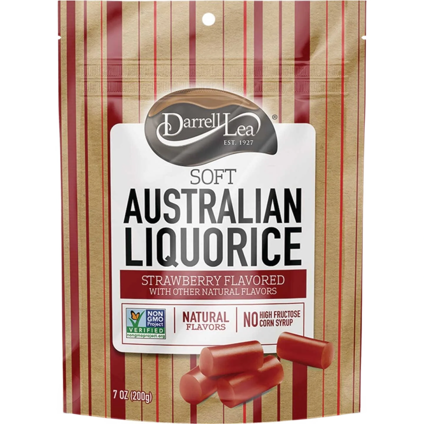 Detailed Darrell Lea Strawberry Flavor Soft Australian Liquorice 7 oz. Practical