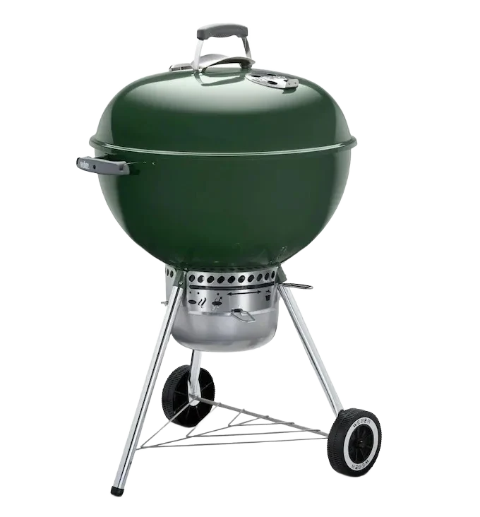 Relaxed Weber Kettle Green Premium Charcoal Grill 22 in. Easy-to-Use