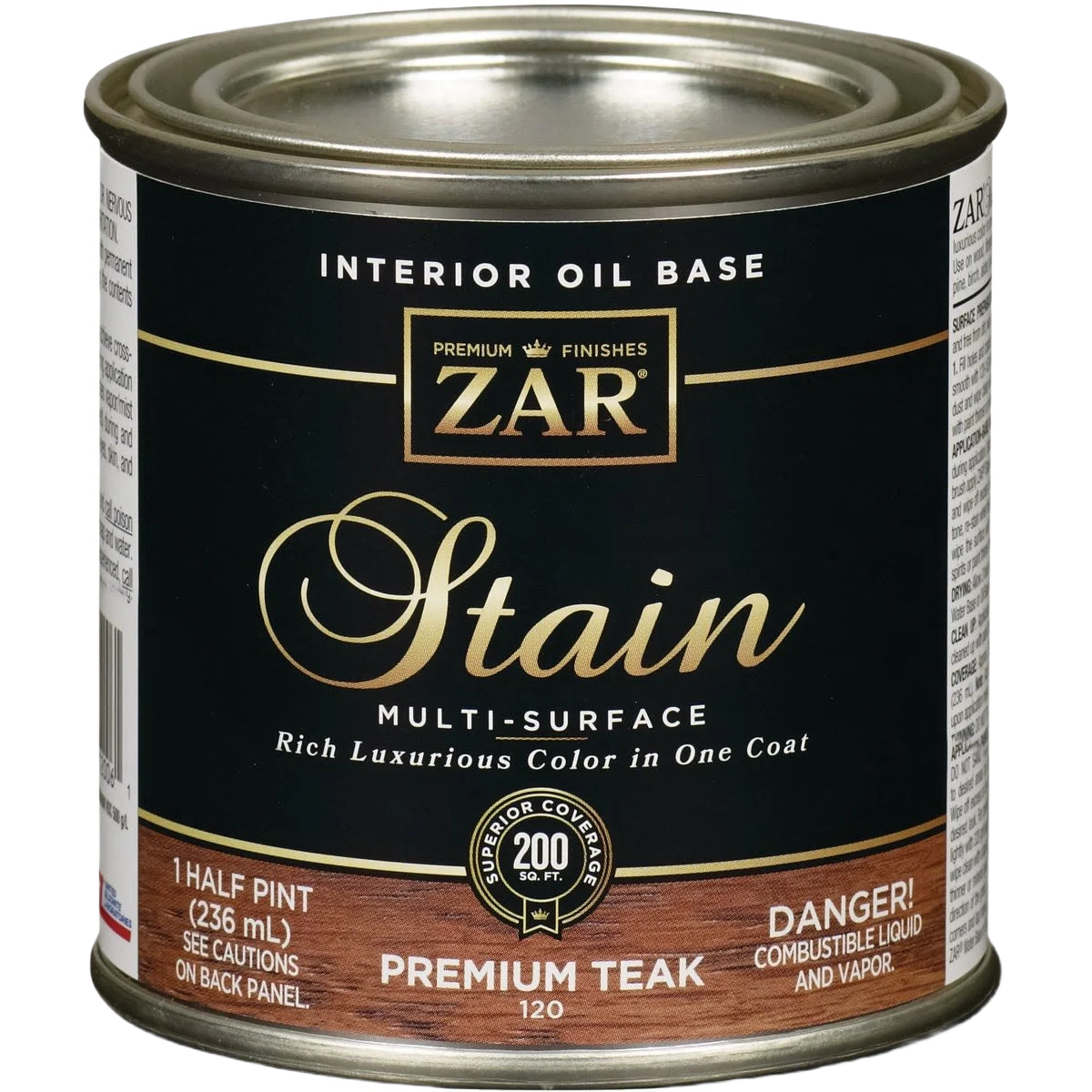 Detailed ZAR® Interior Oil Base Premium Teak Wood Stain 1 2 Pint Fine Crafted