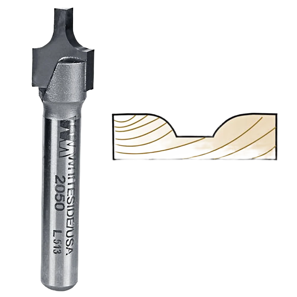 Lightweight Whiteside Plunge Roundover w Plunge Point Bit 1 4 in. SH x 1 8 in. R First-Class