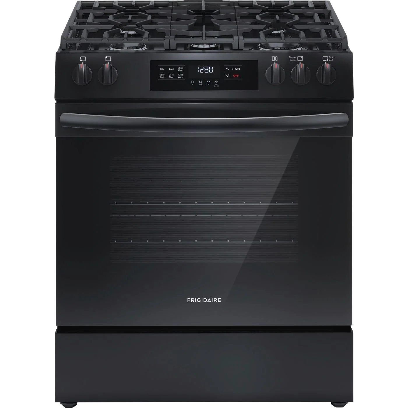 Elegant 30 Front Control Gas Range with Steam Clean Solid
