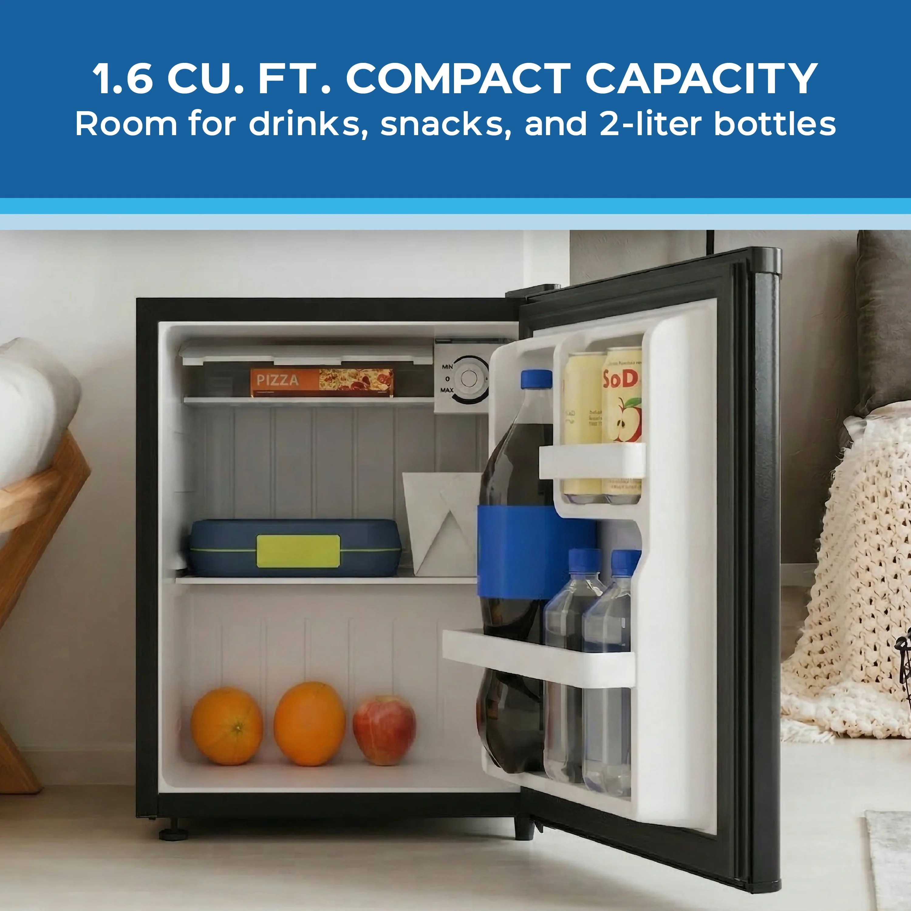 Secure Avanti 1.6 Cu. Ft. Compact Refrigerator – Black High-Performance