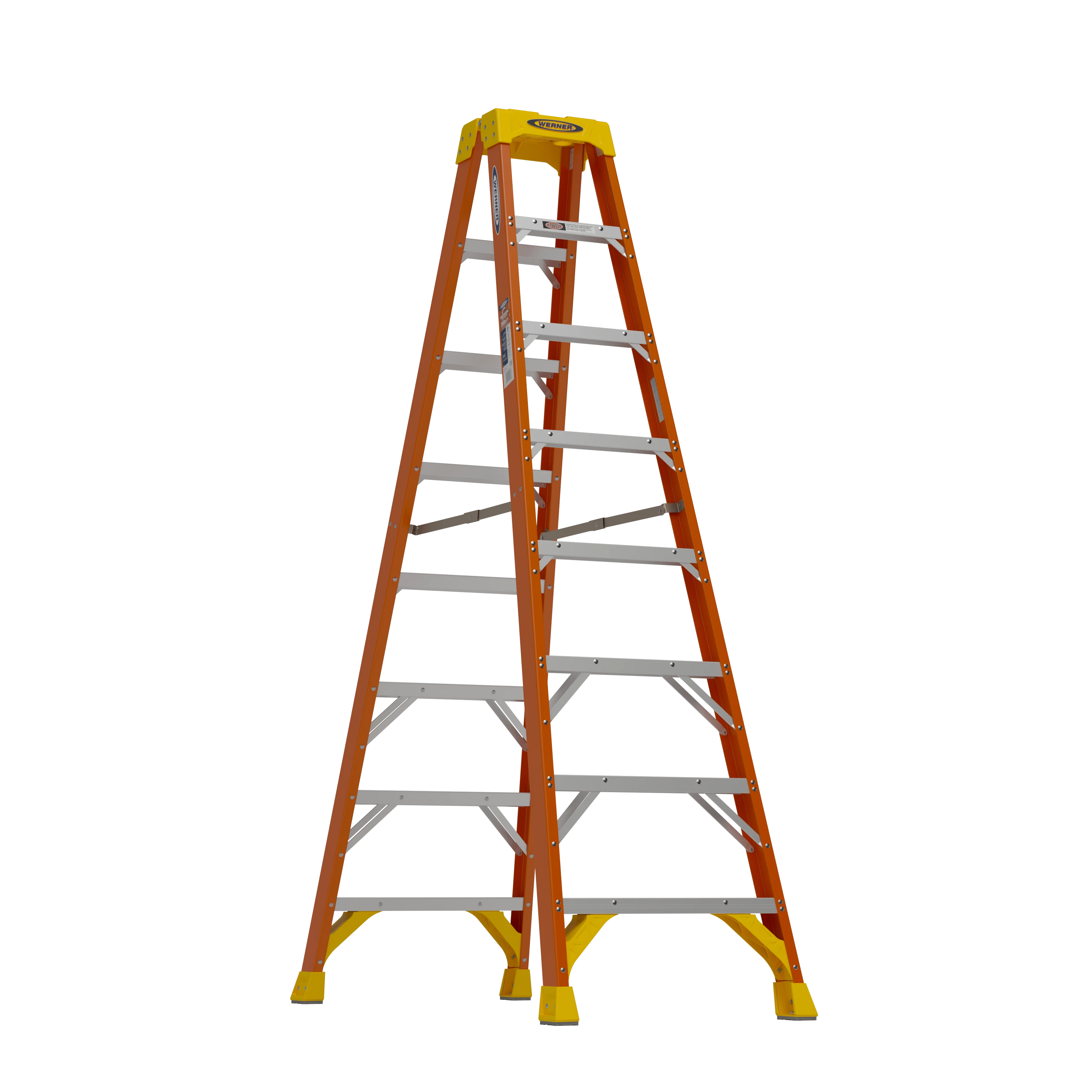 Soft Werner 8 ft. Twin Step Fiberglass Step Ladder Dependable