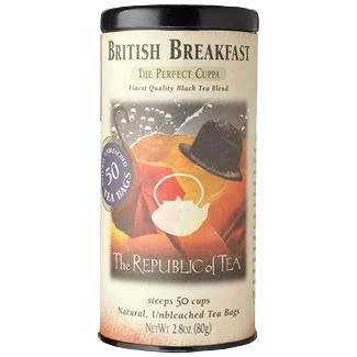 Quality The Republic of Tea British Breakfast Black Tea Tin 50 Bags Versatile