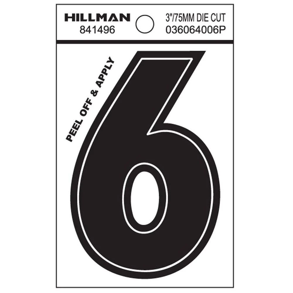 Trusted Hillman 3-In. Adhesive Black House Number 6 Elegant