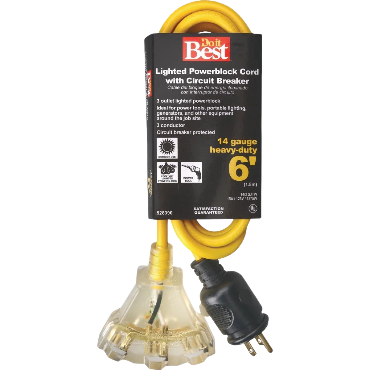 Carefully Designed Do it Yellow 14 3 Circuit Breaker Protected Extension Cord 6 ft. Elegant