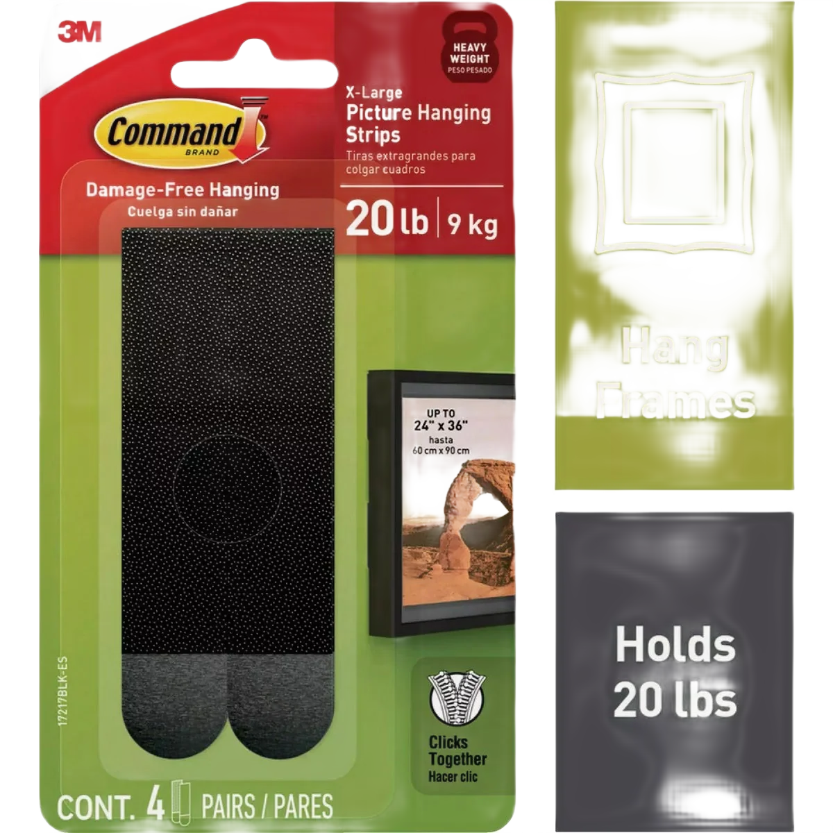 World-Class 3M Command 20 Lb. Black Picture Hanging Strips 4 Pairs Optimized