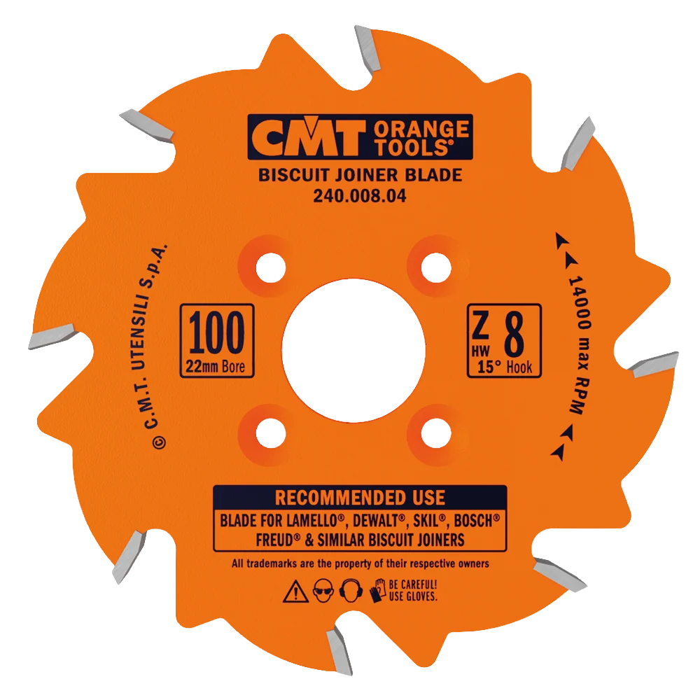 Carefully Designed CMT Orange Tools 4 x 22mm 8T Biscuit Joiner Blade Premium Material