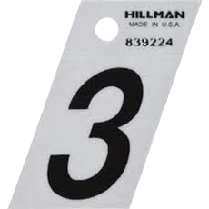 Reliable Hillman 1-1 2-In. Adhesive Black Silver Angle-Cut House Number 3 Fashionable