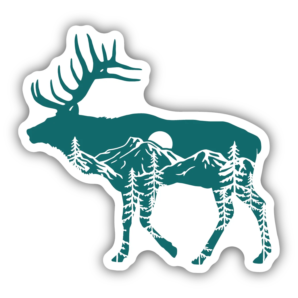 Easy-to-Use Stickers Northwest Elk Scene Sticker Eco-Friendly